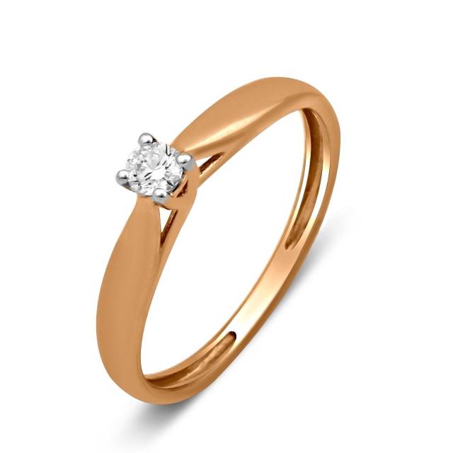 Помолвочное кольцо из красного золота с бриллиантом (025898)
