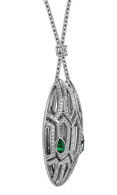 Колье из белого золота с бриллиантами и ситаллами (060513)