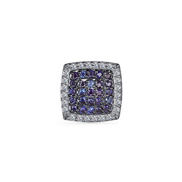 Кулон из белого золота с бриллиантами и сапфирами (053716)