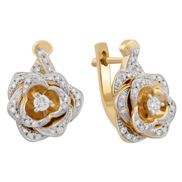 Серьги из жёлтого золота с бриллиантами (032671)