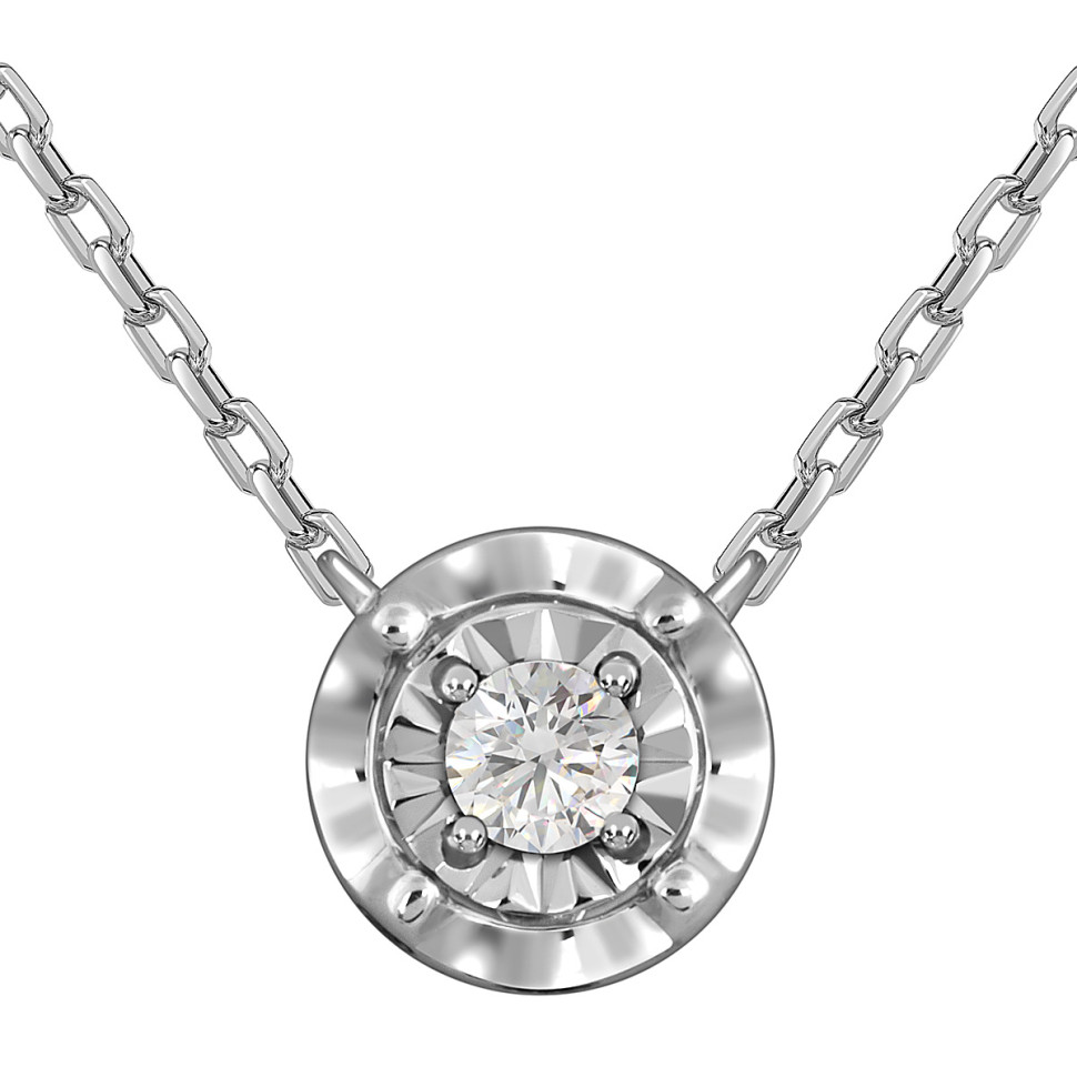 Колье из белого золота с бриллиантом (059122)