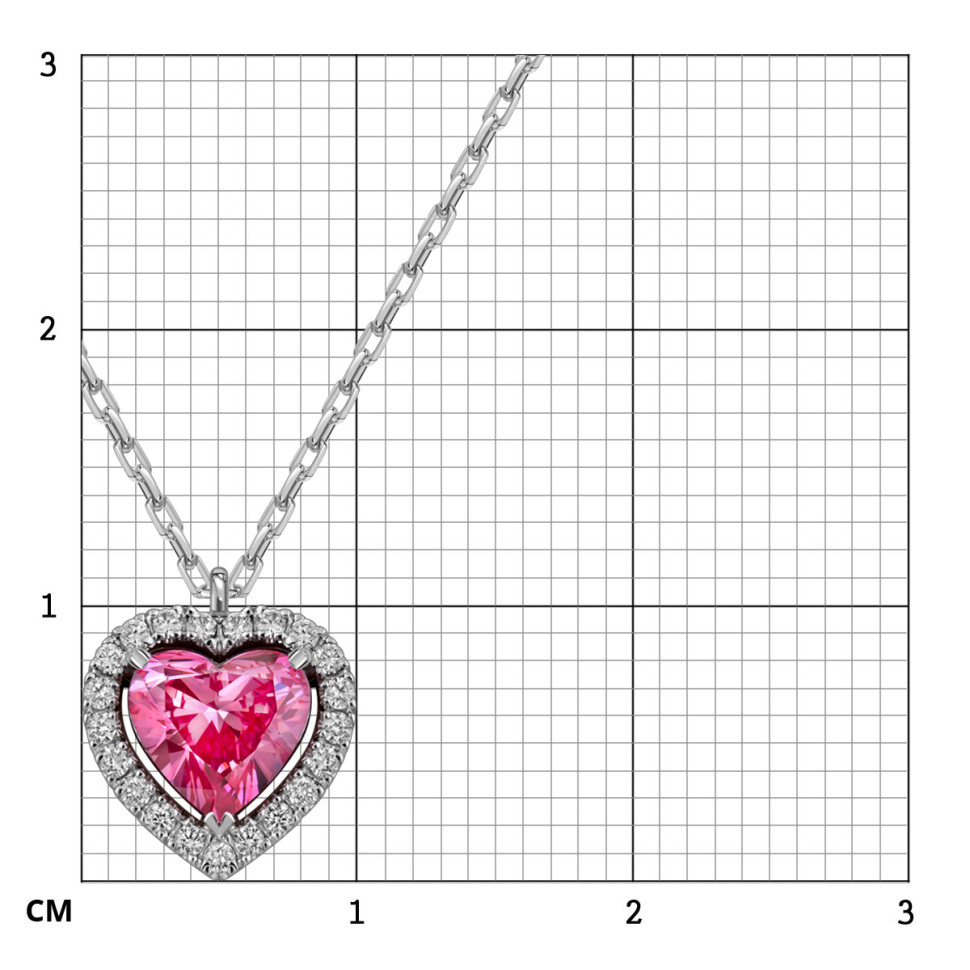 Колье из белого золота с бриллиантами и розовым сапфиром 