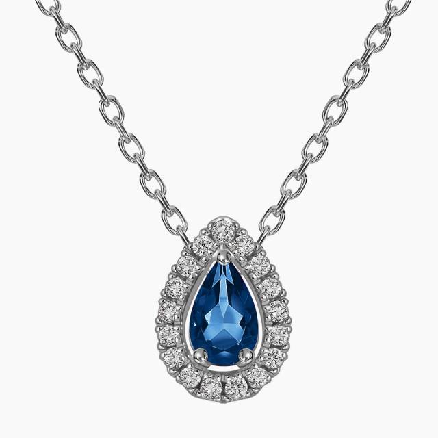 Колье из белого золота с бриллиантами и сапфиром (059964)