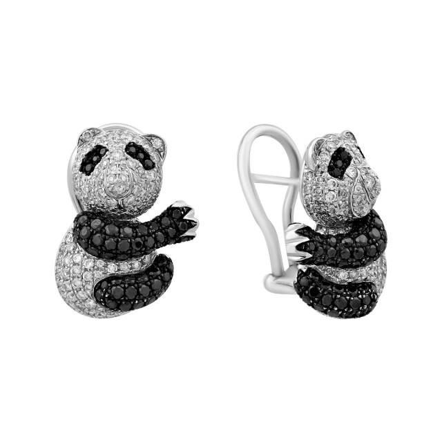 Серьги из белого золота с  бриллиантами (012449)