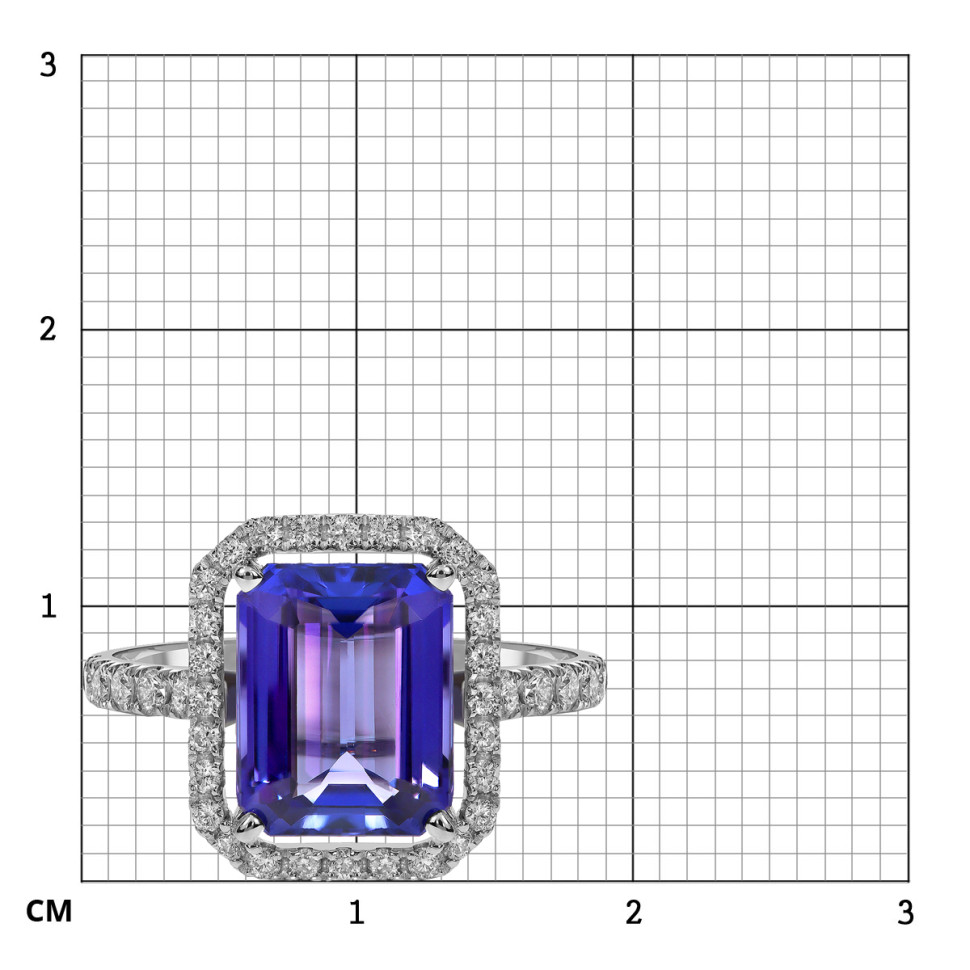 Кольцо из белого золота с бриллиантами и танзанитом (061559)