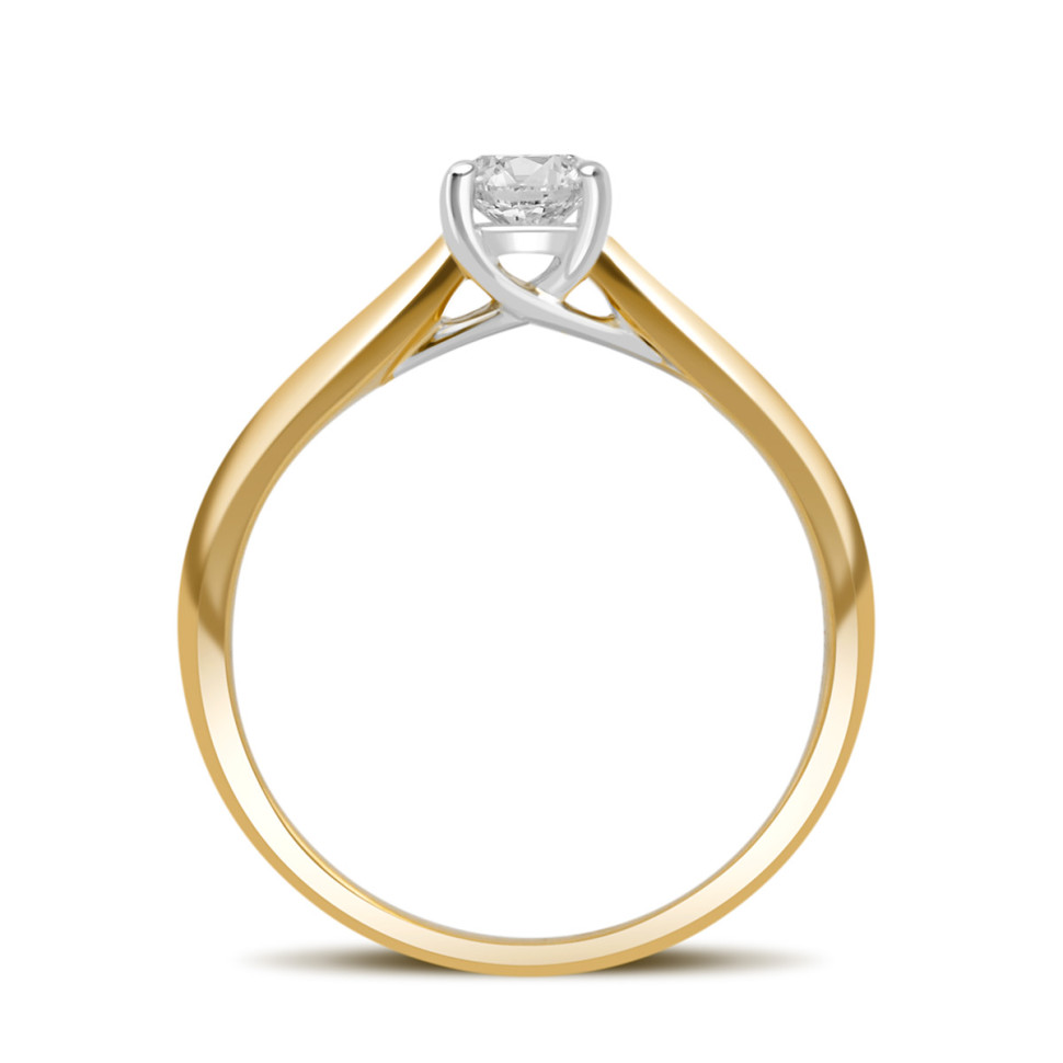 Помолвочное кольцо из комбинированного золота с бриллиантом (039583)