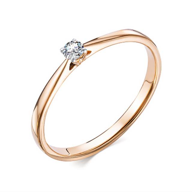 Помолвочное кольцо из красного золота с бриллиантом (031309)