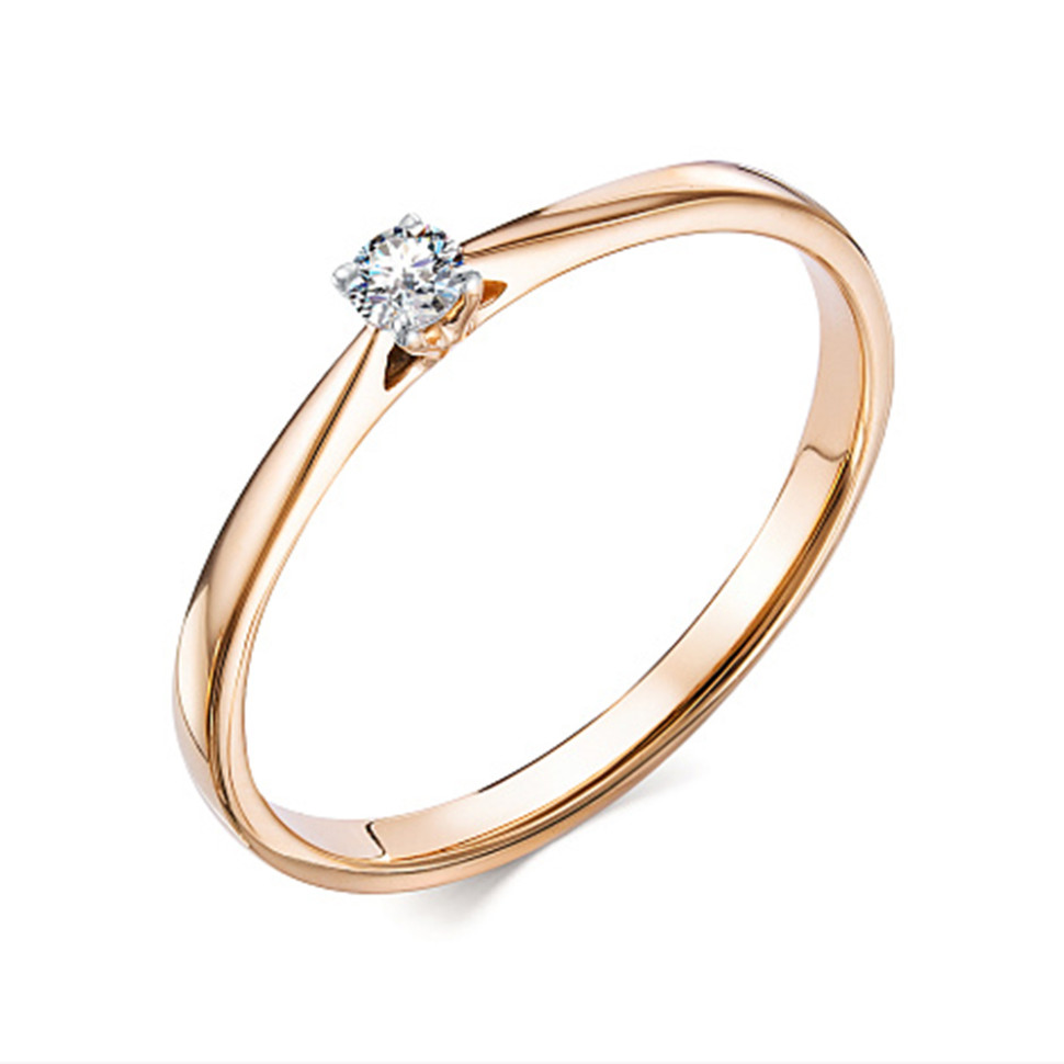 Помолвочное кольцо из красного золота с бриллиантом (031309)