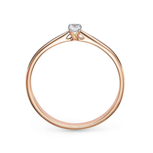 Помолвочное кольцо из красного золота с бриллиантом (031309)