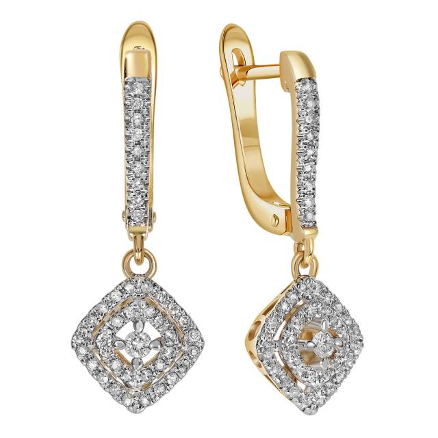 Серьги из комбинированного золота с бриллиантами (039638)