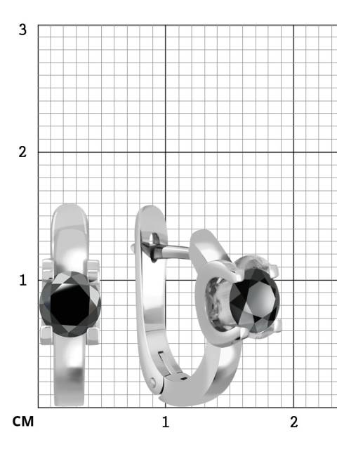 Серьги из белого золота с чёрными бриллиантами (040890)