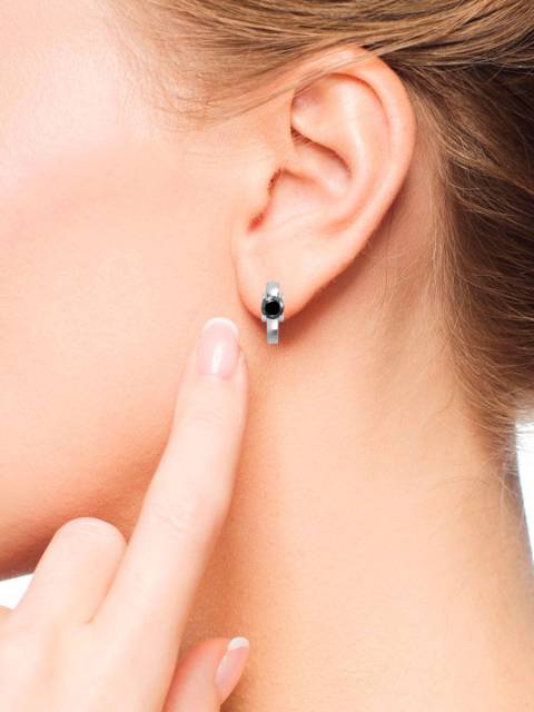 Серьги из белого золота с чёрными бриллиантами (040890)