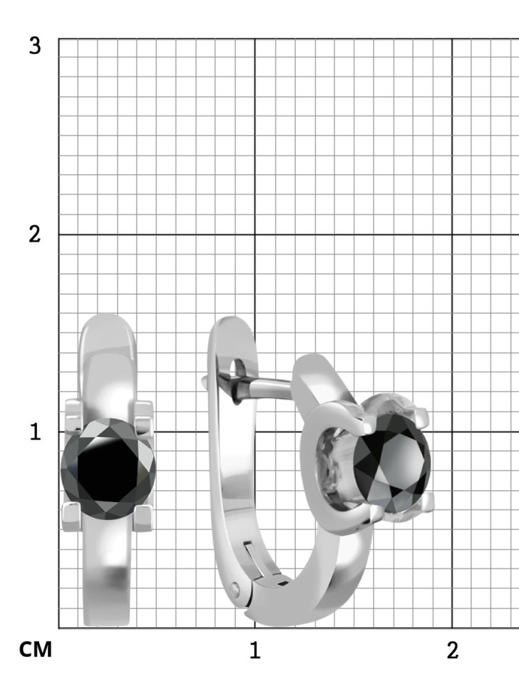 Серьги из белого золота с чёрными бриллиантами (040890)