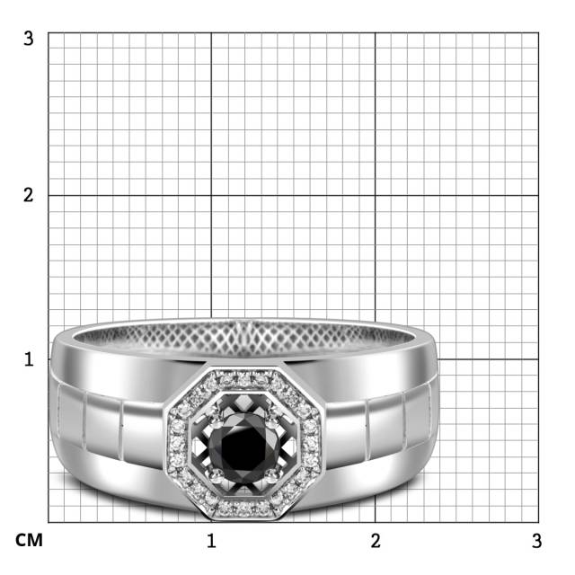 Кольцо из белого золота с бриллиантами и сапфиром (060272)