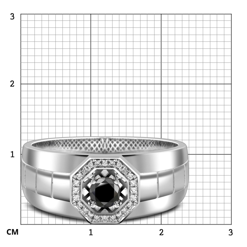 Кольцо из белого золота с бриллиантами и сапфиром (060272)