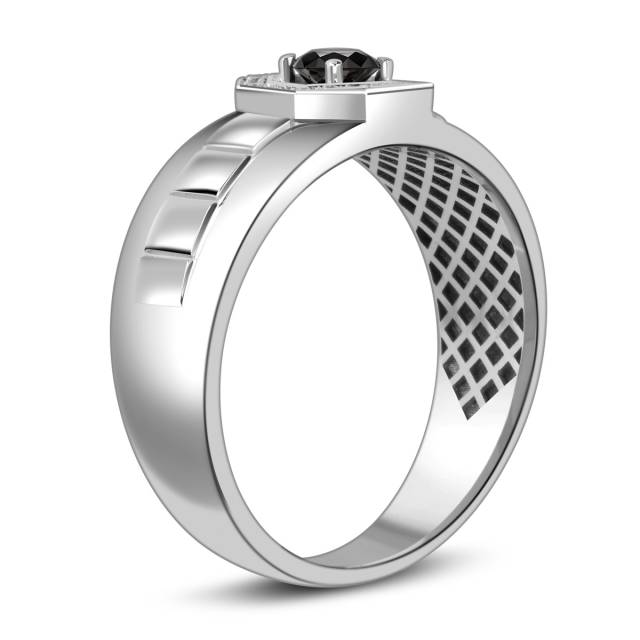 Кольцо из белого золота с бриллиантами и сапфиром (060272)