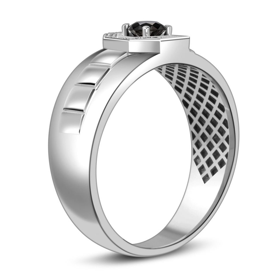 Кольцо из белого золота с бриллиантами и сапфиром (060272)