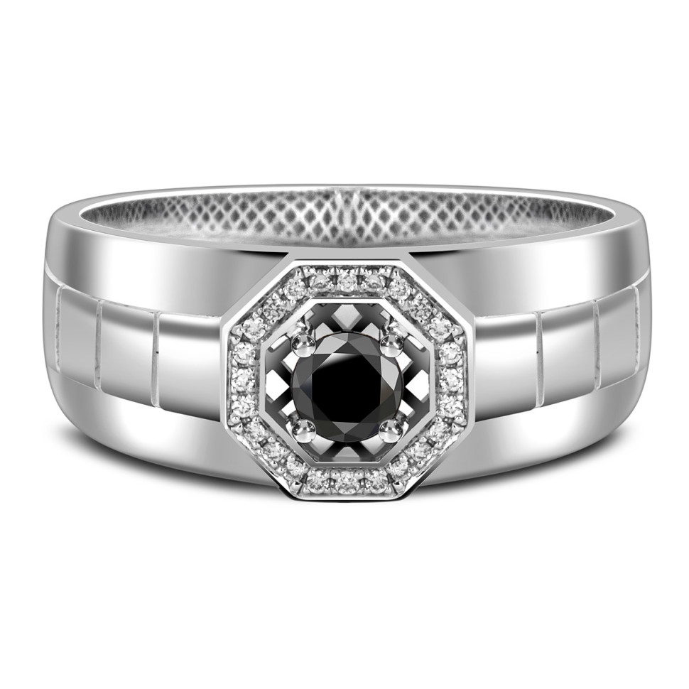 Кольцо из белого золота с бриллиантами и сапфиром (060272)