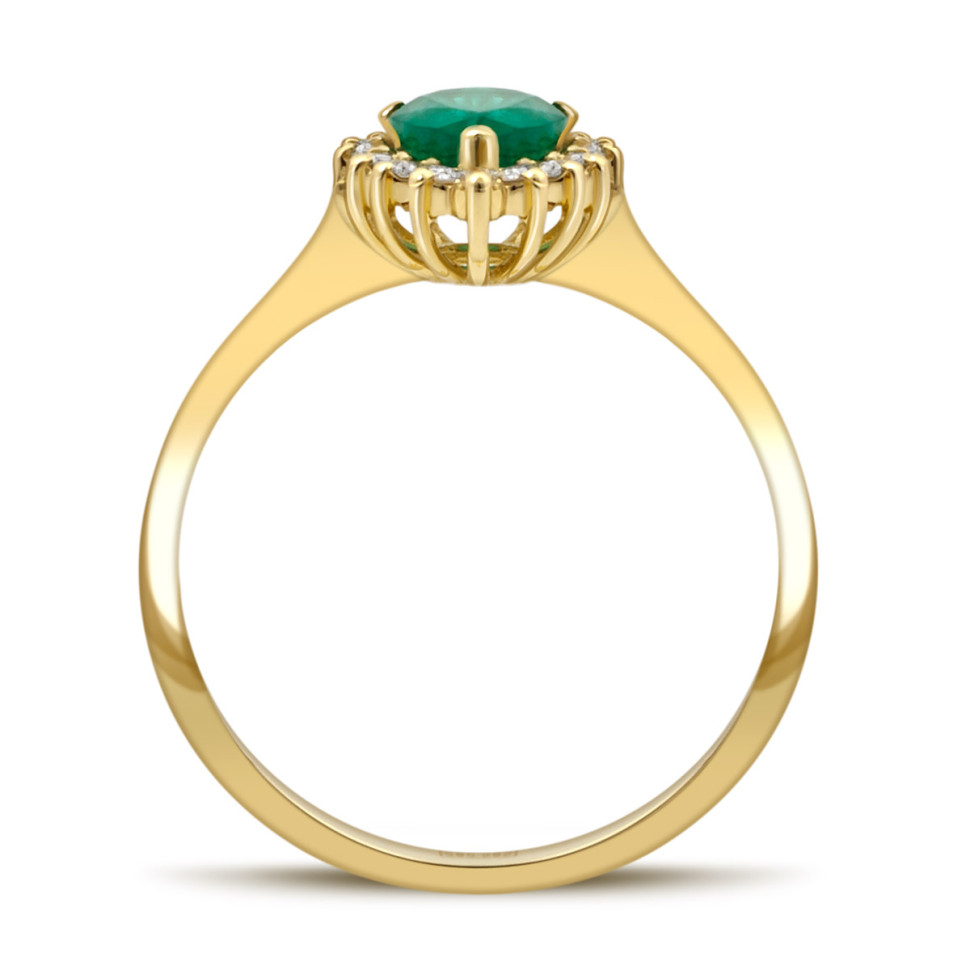 Кольцо из жёлтого золота с бриллиантами и изумрудом (035760)