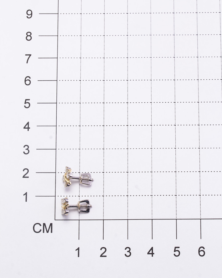 Серьги пусеты из комбинированного золота с бриллиантами (047135)