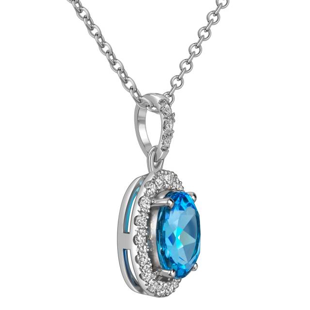 Кулон из белого золота с бриллиантами и топазом (060155)