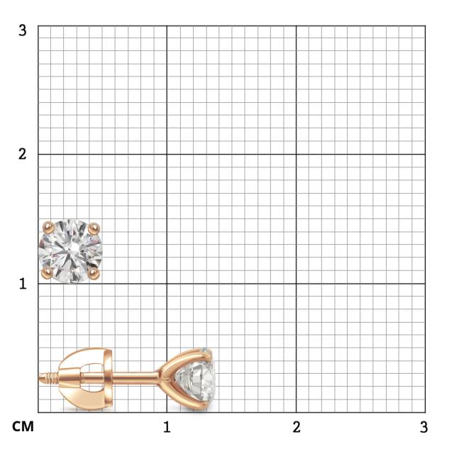 Серьги пусеты из красного золота с бриллиантами (054060)