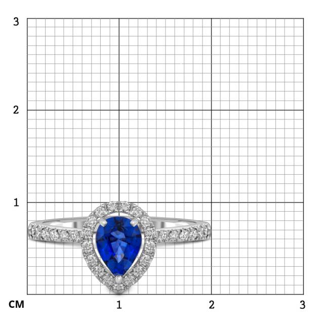 Кольцо из белого золота с бриллиантами и сапфиром (054514)