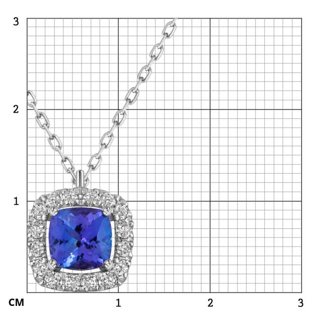Колье из белого золота с бриллиантами и танзанитом (062784)