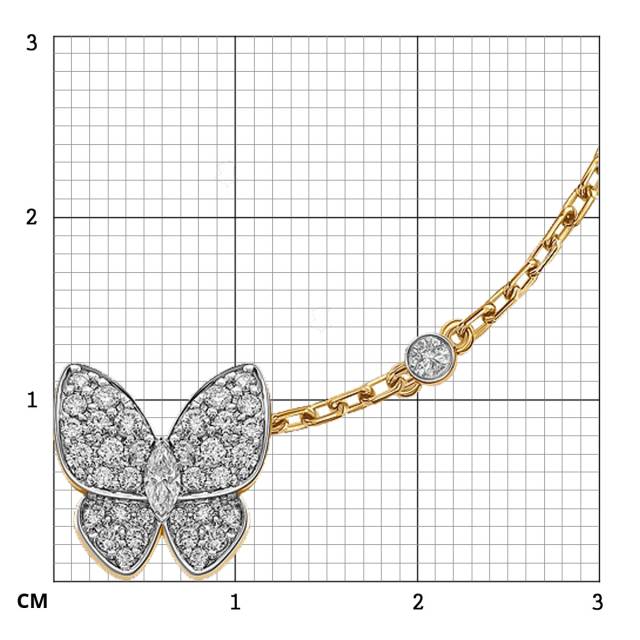 Браслет из жёлтого золота с бриллиантами "Бабочки" (059691)