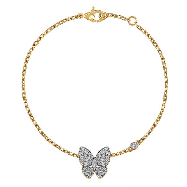 Браслет из жёлтого золота с бриллиантами "Бабочки" (059691)