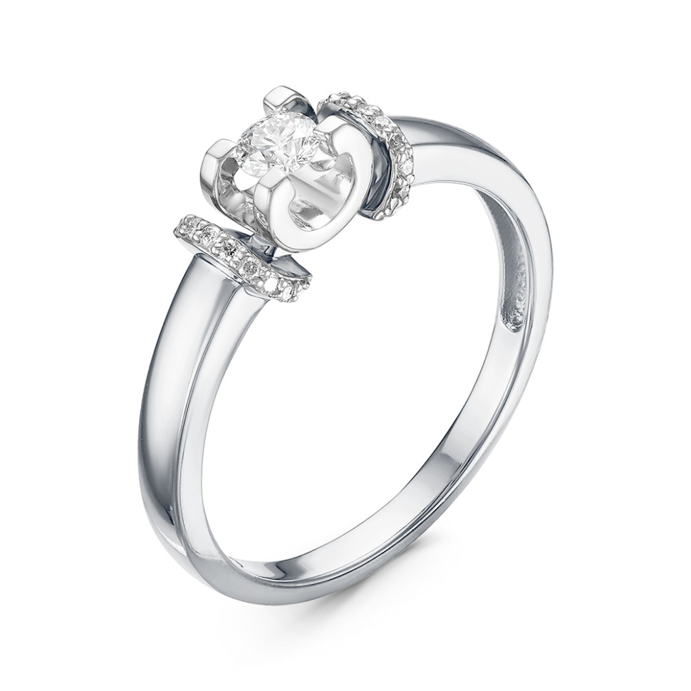 Помолвочное кольцо из белого золота с бриллиантами (060472)