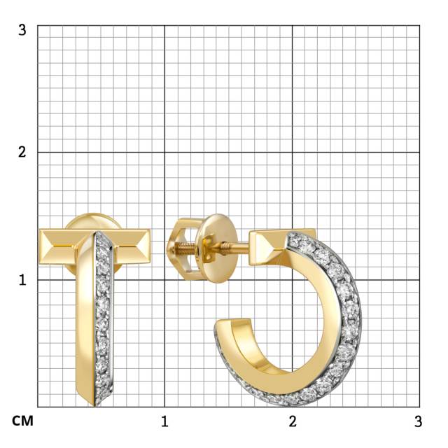 Серьги из жёлтого золота с бриллиантами (055158)