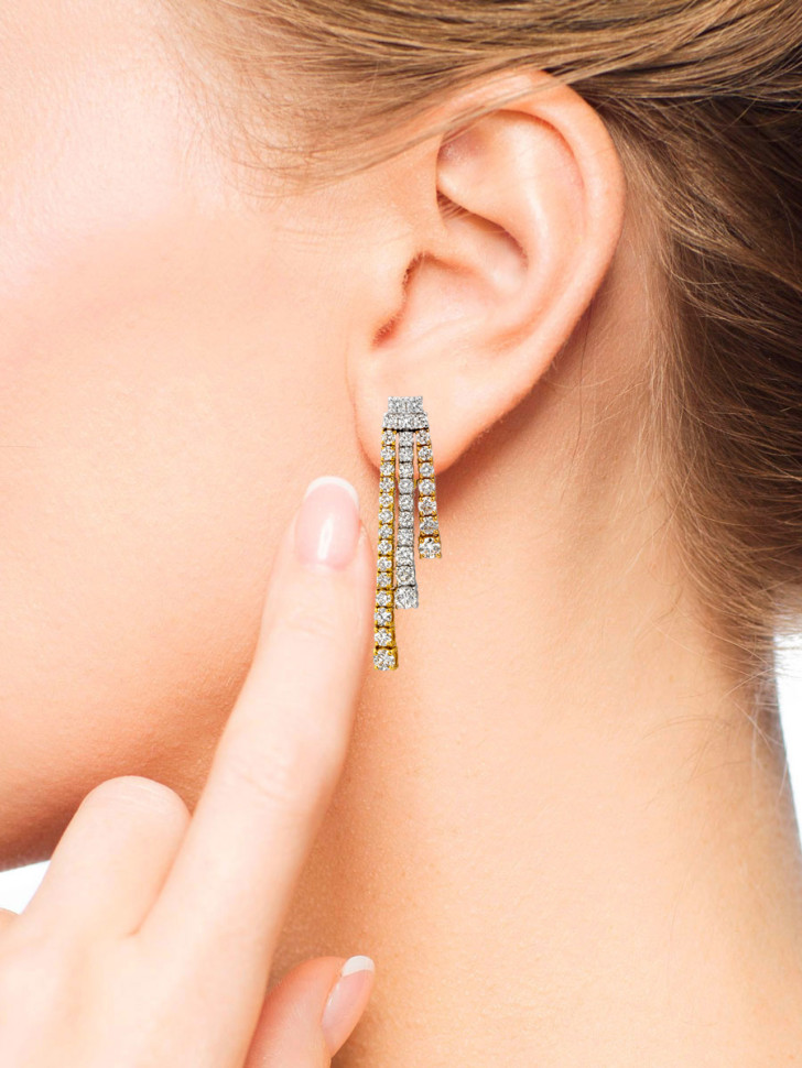 Серьги с бриллиантами из комбинированного золота (005290)