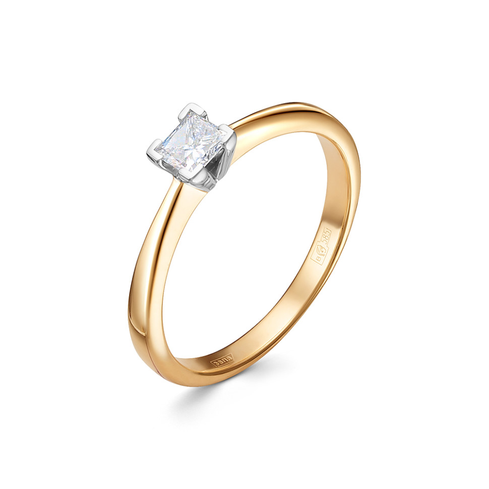 Помолвочное кольцо из красного золота с бриллиантом (055289)