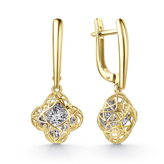 Серьги из жёлтого золота с бриллиантами (062920)
