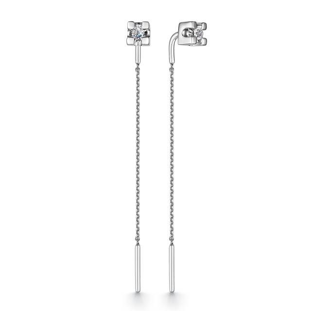 Серьги протяжки из белого золота с бриллиантами (047143)