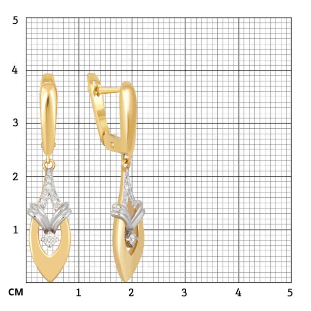 Серьги из комбинированного золота с бриллиантами (039651)