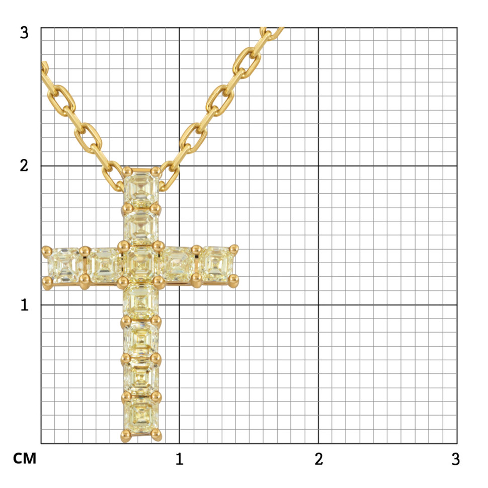 Колье крест из жёлтого золота с  жёлтыми бриллиантами (055093)