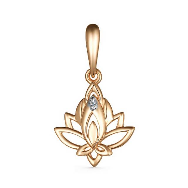 Кулон из красного золота с бриллиантом (053295)