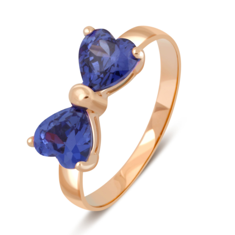 Детское кольцо из красного золота с цветными фианитами 