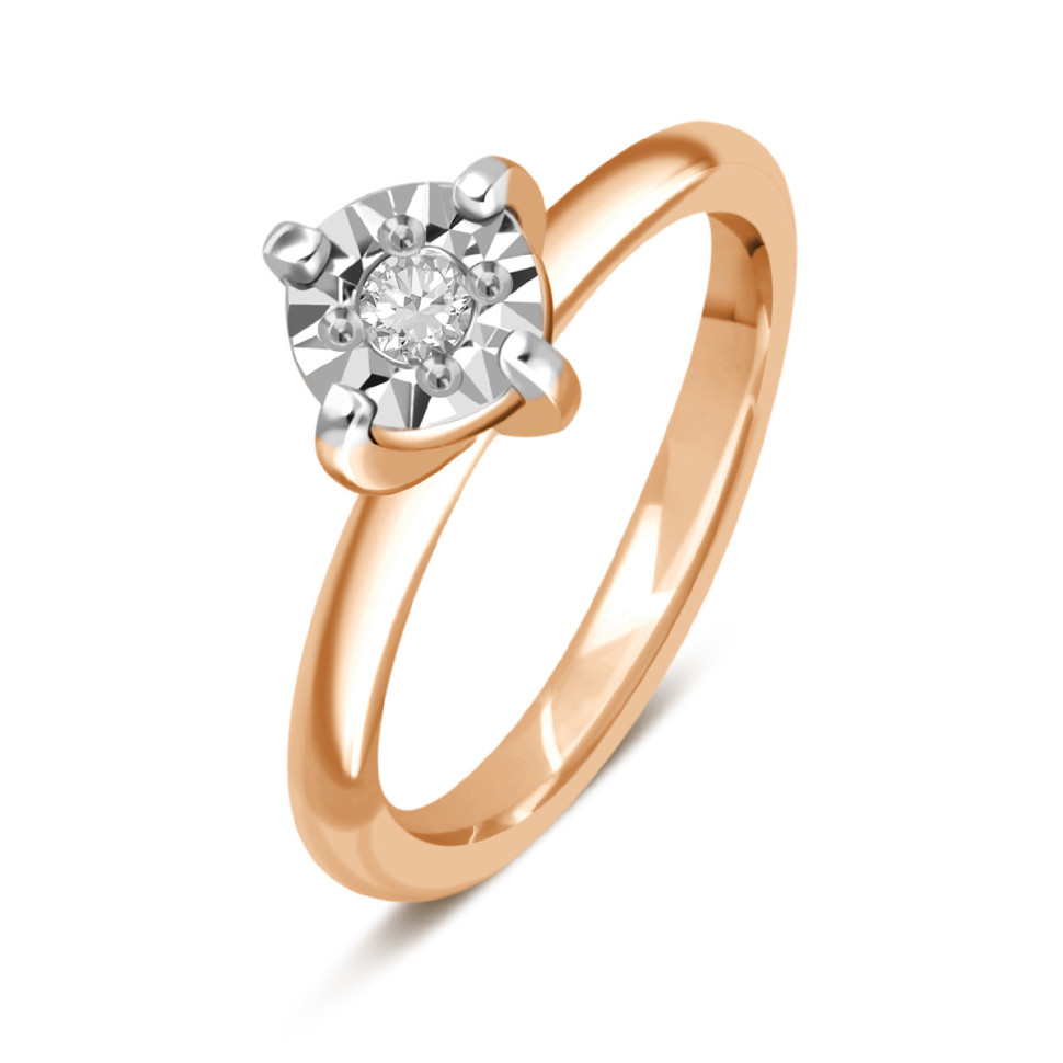 Кулон в виде помолвочного кольца из красного золота с бриллиантом (036494)