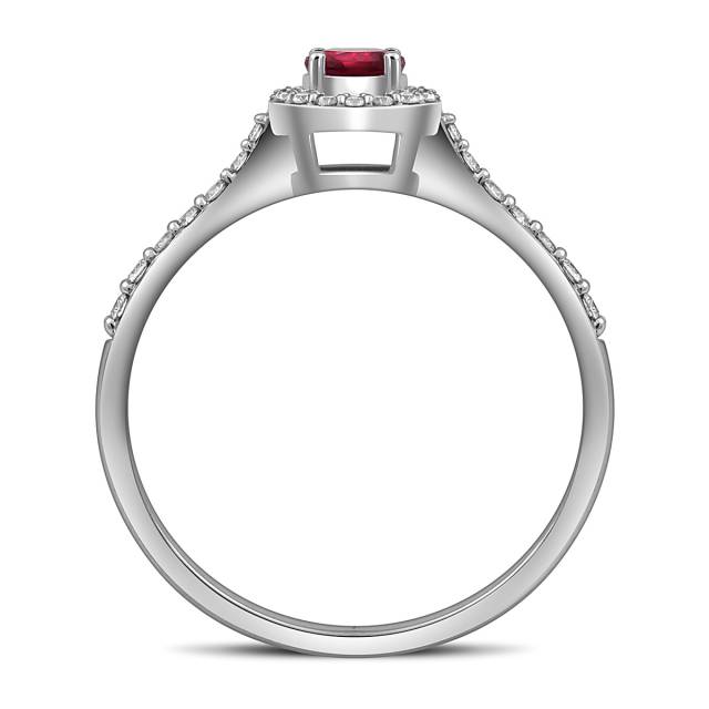 Кольцо из белого золота с бриллиантами и рубином (054173)