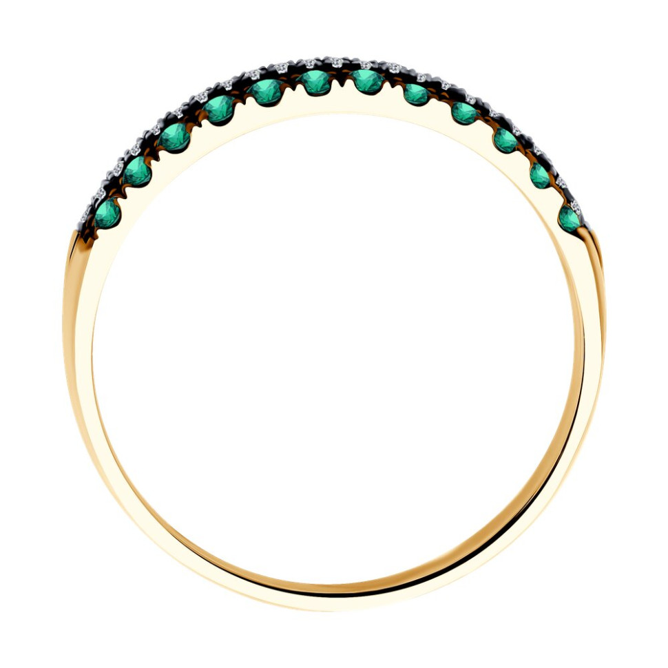 Кольцо из красного золота с бриллиантами и изумрудами (048710)