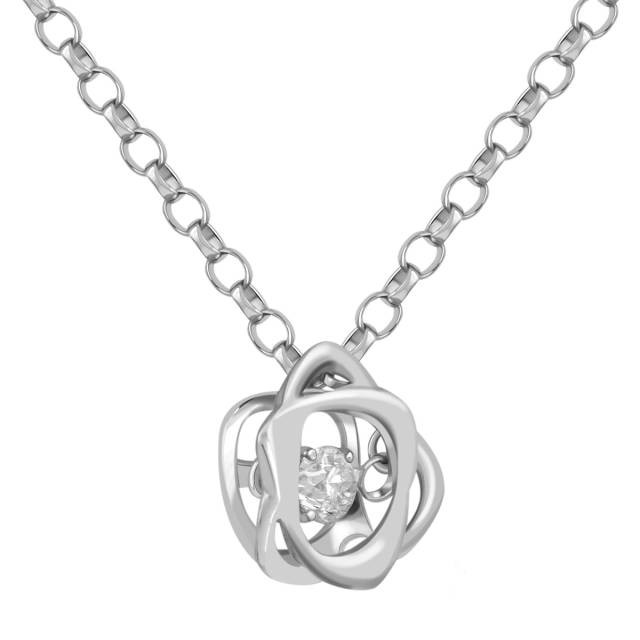 Колье из белого золота с "плавающим" бриллиантом (041281)