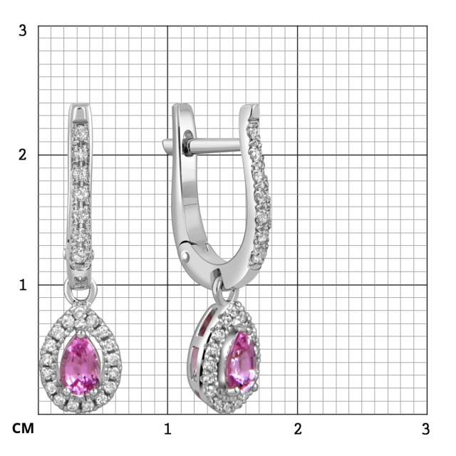 Серьги из белого золота с бриллиантами и розовыми сапфирами (059951)