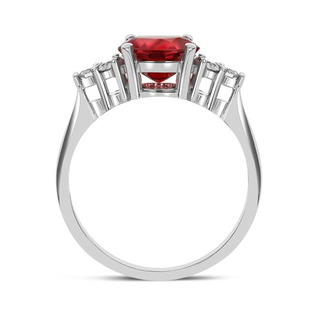 Кольцо из белого золота с бриллиантами и рубином (046925)