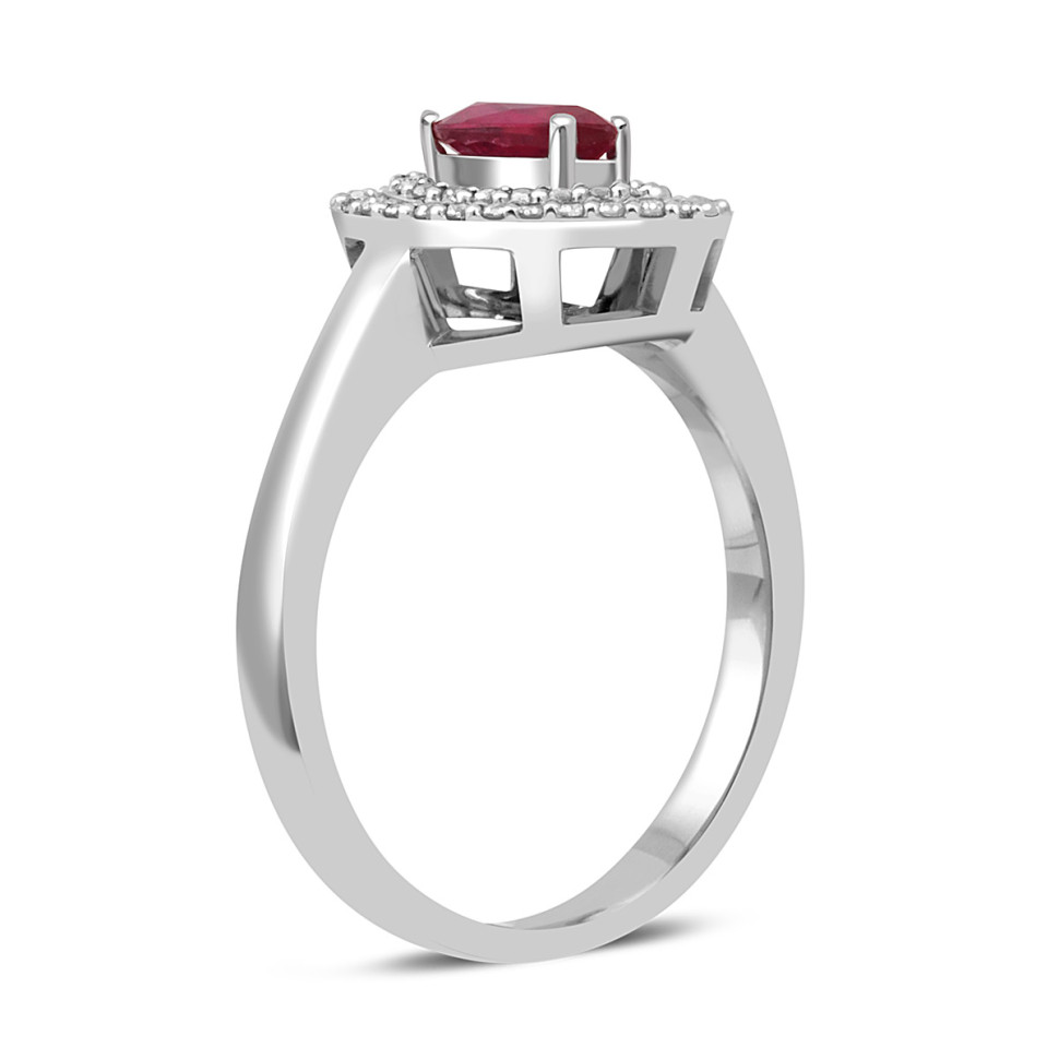 Кольцо из белого золота с бриллиантами и рубином (046090)