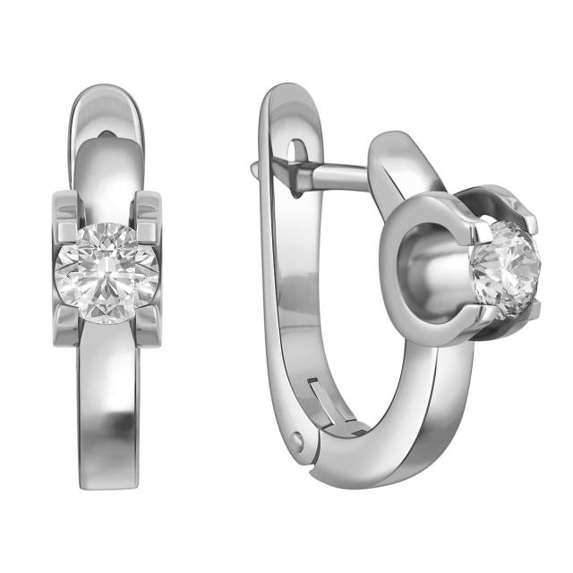 Серьги с бриллиантами из белого золота (014391)