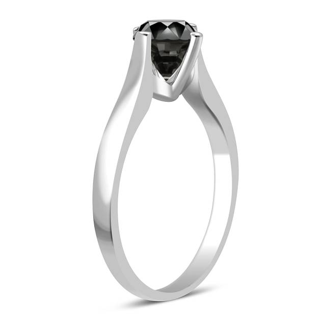 Помолвочное кольцо из белого золота с чёрным бриллиантом (046702)