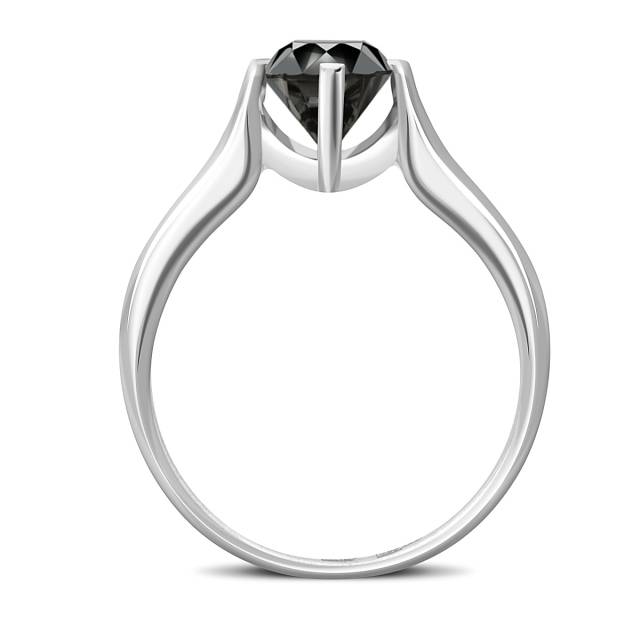 Помолвочное кольцо из белого золота с чёрным бриллиантом (046702)